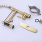 Brushed Gold High Arc brass Kitchen Sink Faucet Pull Down Spray with lock ring and deck plate