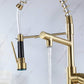 Brushed Gold High Arc brass Kitchen Sink Faucet Pull Down Spray with lock ring and deck plate