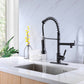 Matte Black High Arc brass Kitchen Sink Faucet Pull Down metal Spray with deck plate and lock ring