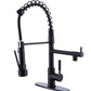 Matte Black High Arc brass Kitchen Sink Faucet Pull Down metal Spray with deck plate and lock ring