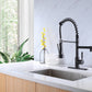 Matte Black High Arc brass Kitchen Sink Faucet Pull Down metal Spray with deck plate and lock ring