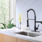 Matte Black High Arc brass Kitchen Sink Faucet Pull Down metal Spray with deck plate and lock ring