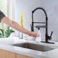 Matte Black High Arc brass Kitchen Sink Faucet Pull Down metal Spray with deck plate and lock ring