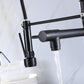 Matte Black High Arc brass Kitchen Sink Faucet Pull Down metal Spray with deck plate and lock ring