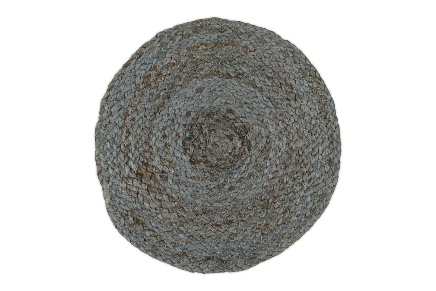 100% All Natural Fiber Hand Braided Boho Blue Round Jute Rug