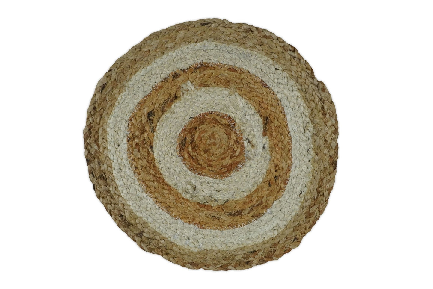 100% ALL NATURAL FIBER HAND BRAIDED BOHO White ROUND JUTE RUG