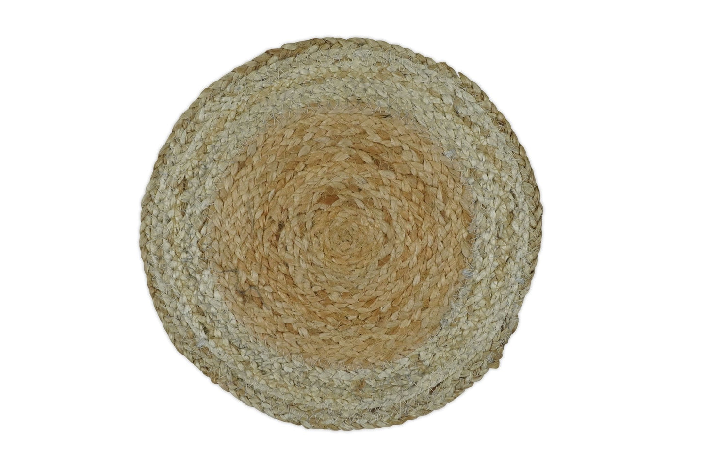 100% ALL NATURAL FIBER HAND BRAIDED BOHO WHITE ROUND JUTE RUG