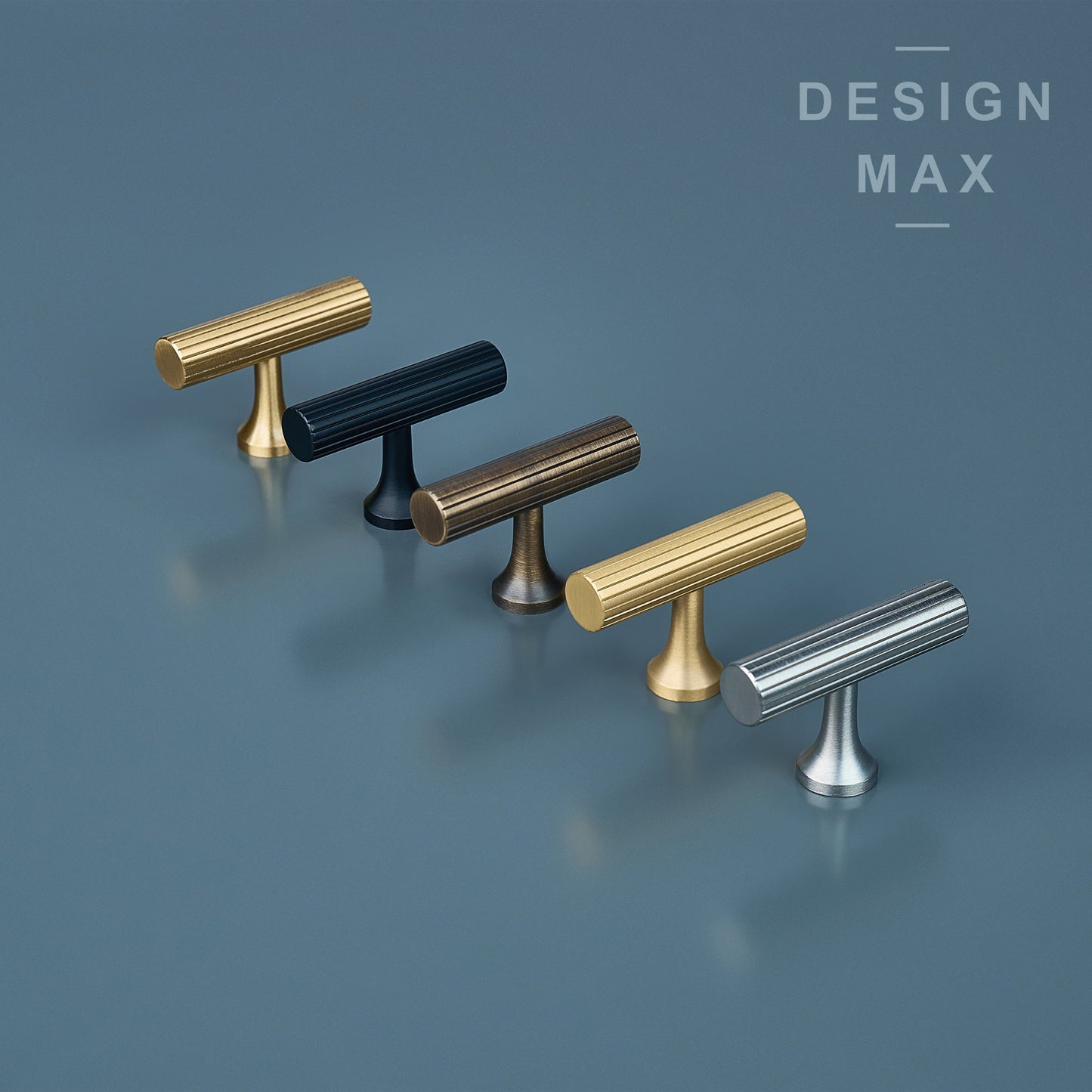 Signature Satin Brass Modern T Striped Handles