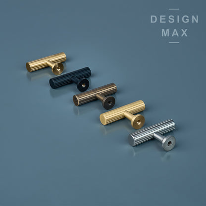 Signature Satin Brass Modern T Striped Handles