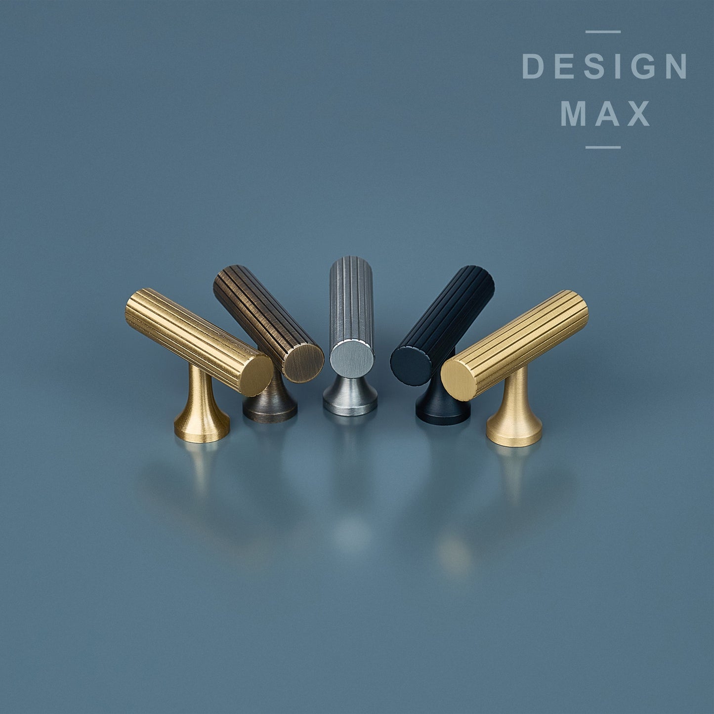 Signature Matte Brass Modern T Striped Handles