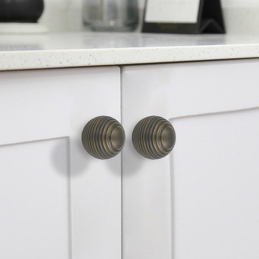 Honeycomb Antiqued Brass Knob Handles