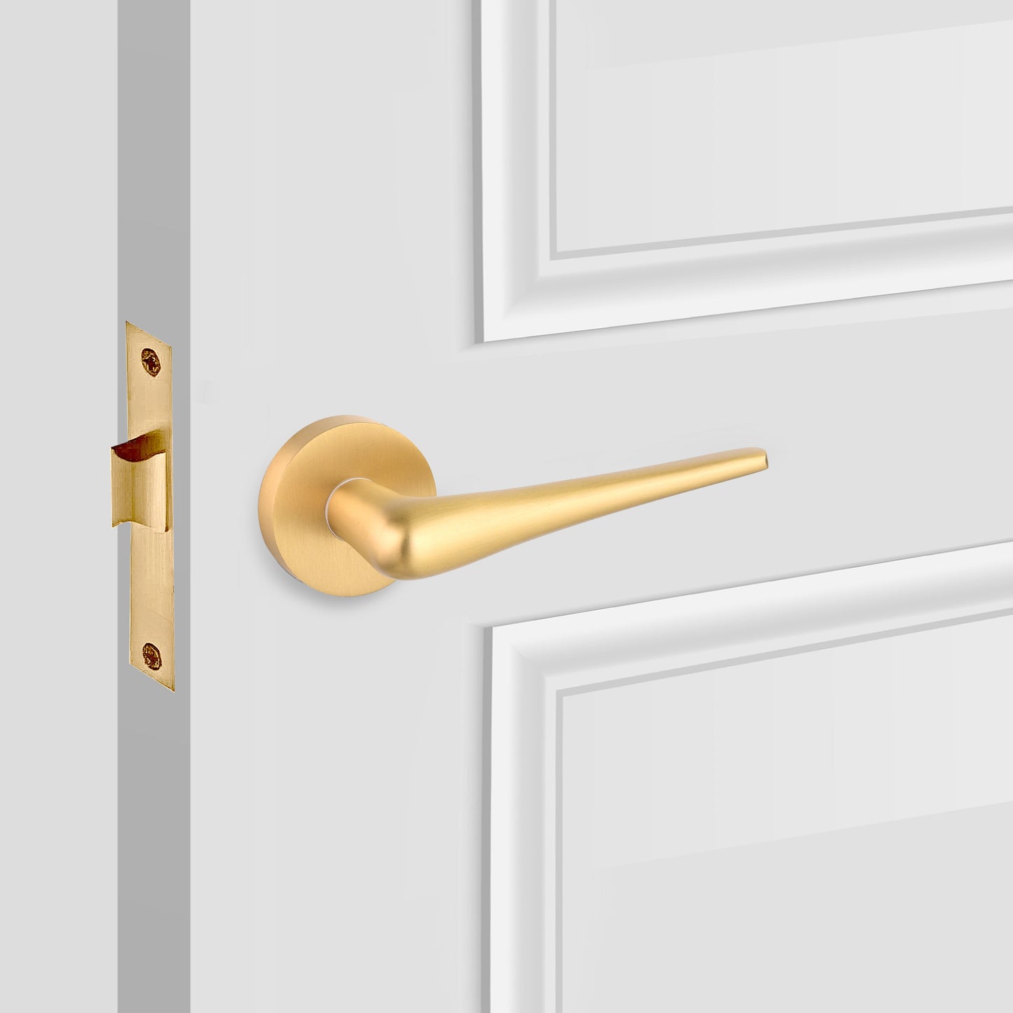 Smooth Modern Brass Passage Door Lever