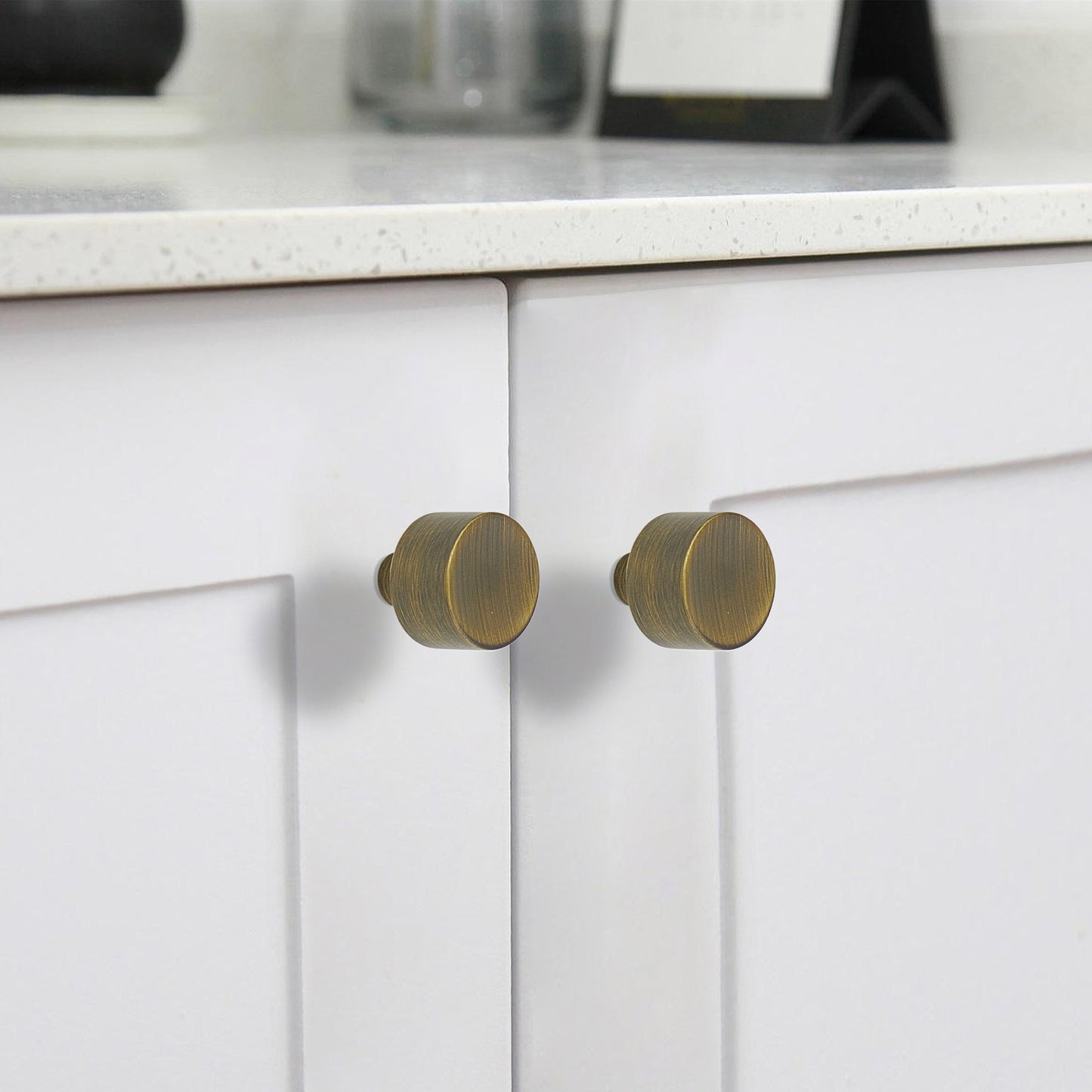 Mid Century Modern Antiqued Brass Round Knob