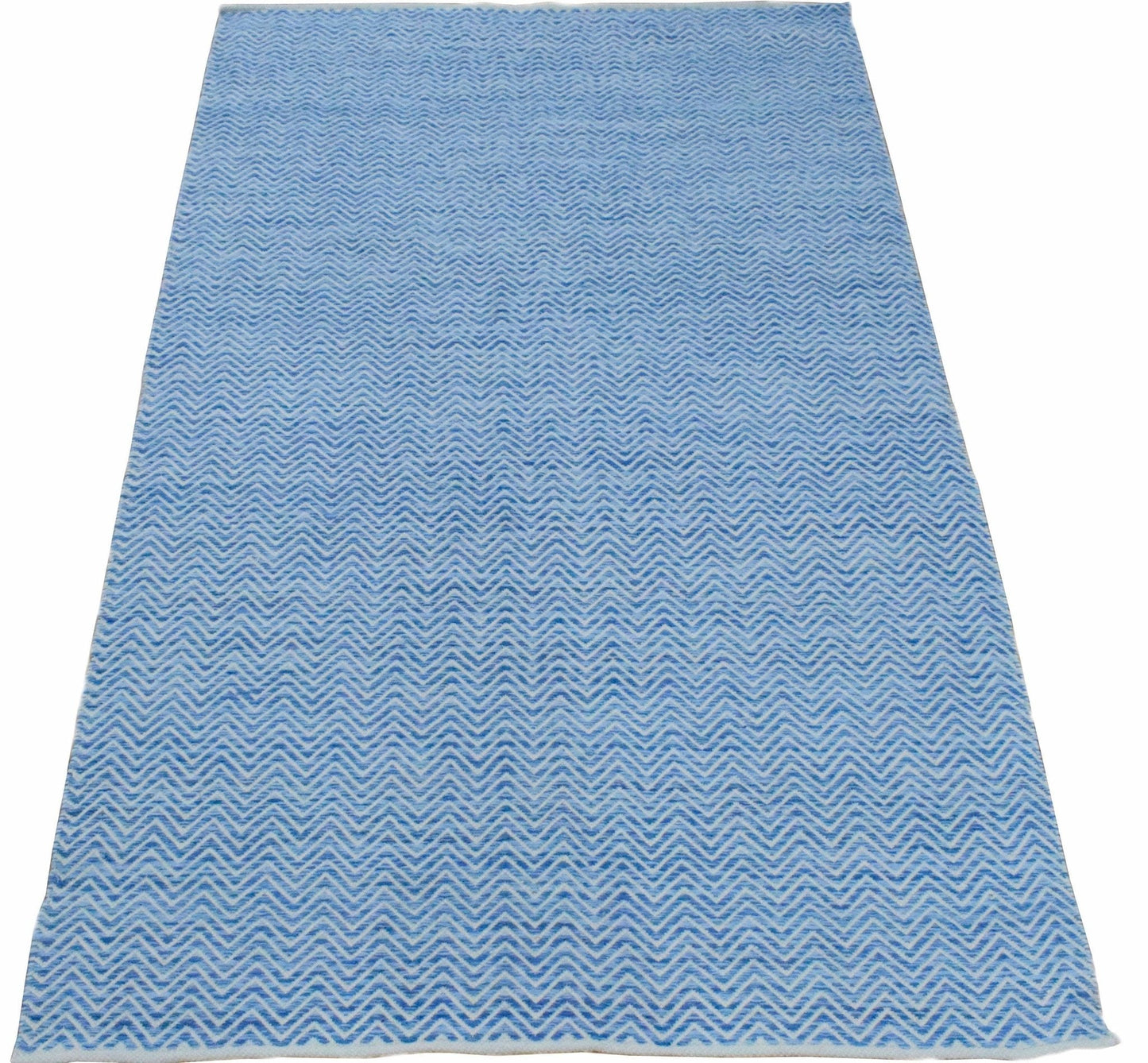 Dhurrie Rug - Blue Chevron Rug