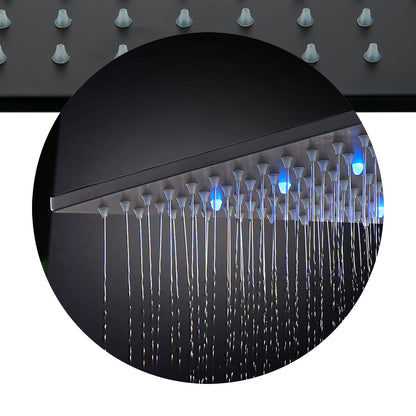 12-Inch or 16-Inch Matte Black Rain Showers with 3-Way Anti-Scald Digital Display Valve, Trim, and 6 Body Jets