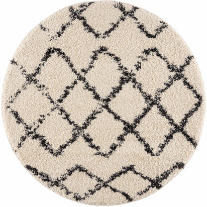 Wallagrass Beige/Black Trellis Tassel Shag.