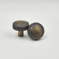 Knurled Antiqued Brass Knob Pull