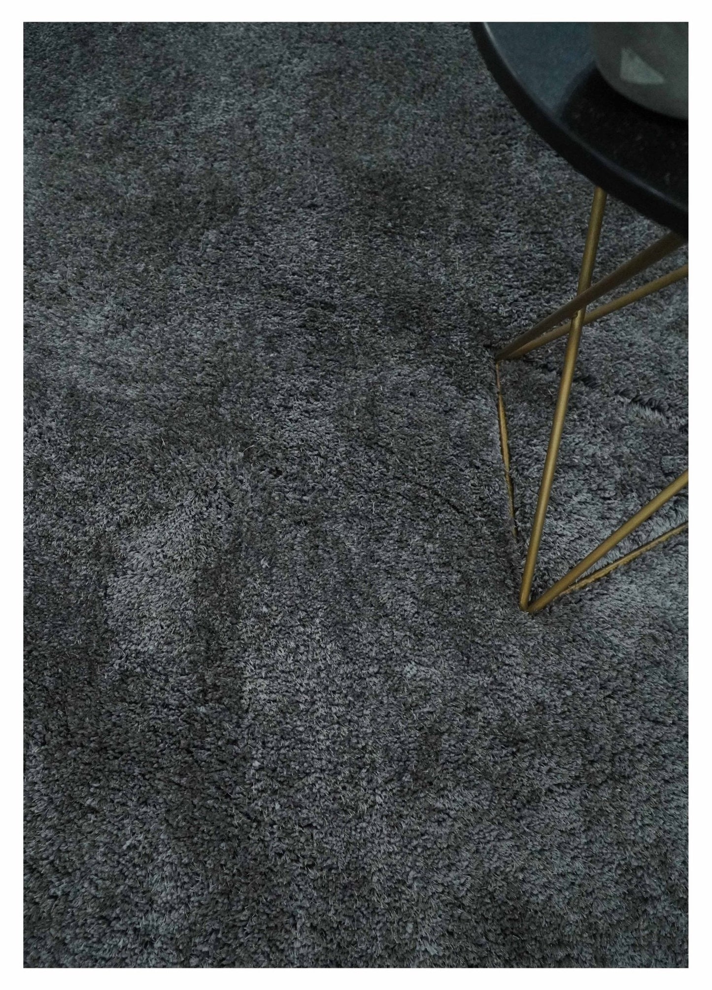 Hand Woven Shag Charcoal Art Silk Soft Viscose Area Rug