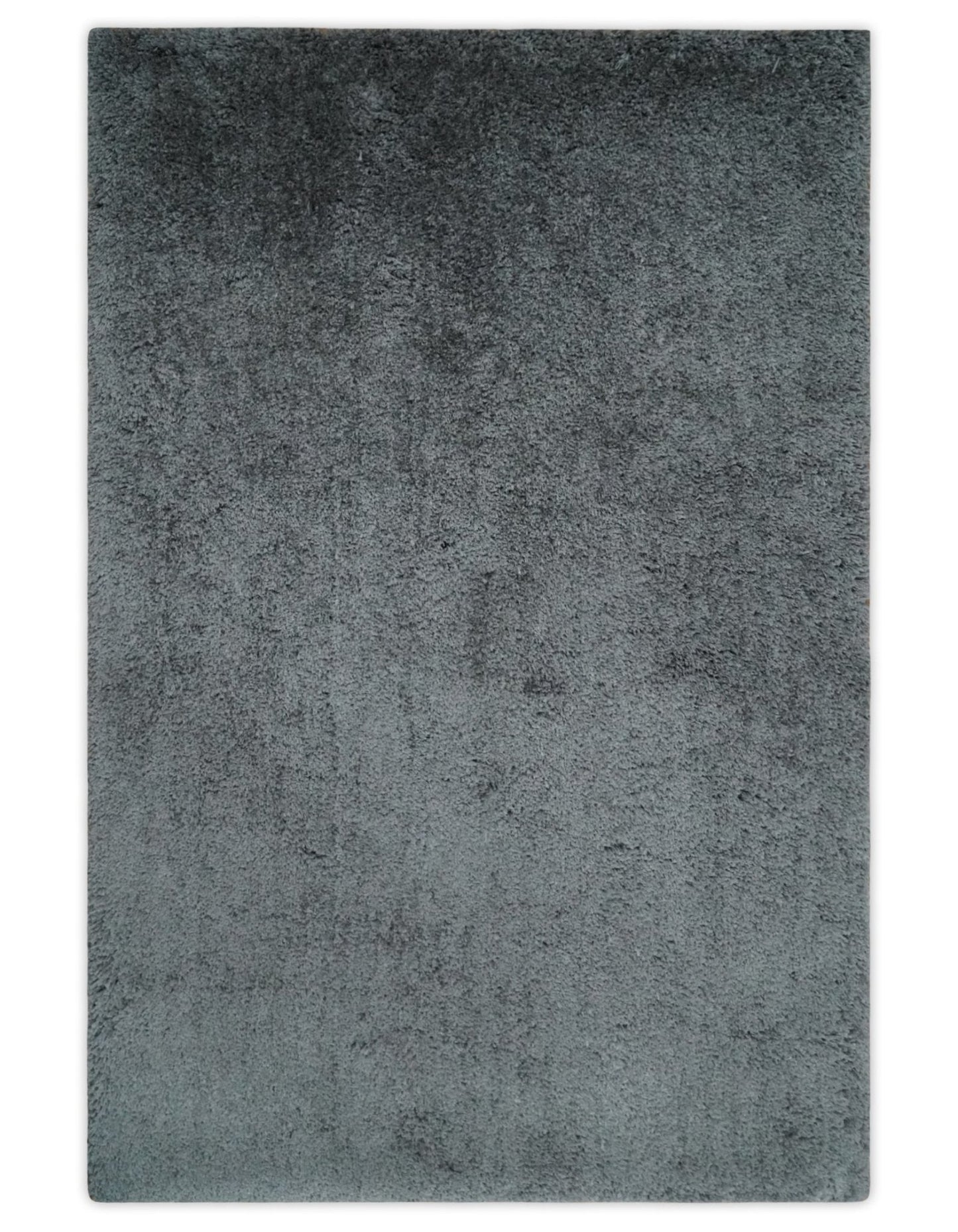 Hand Woven Shag Charcoal Art Silk Soft Viscose Area Rug