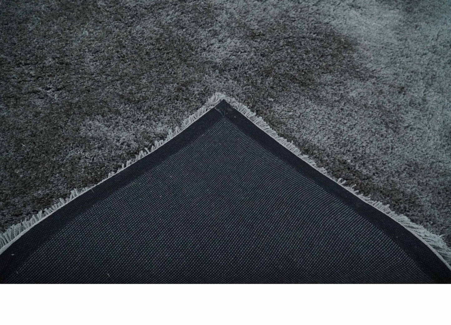 Hand Woven Shag Charcoal Art Silk Soft Viscose Area Rug