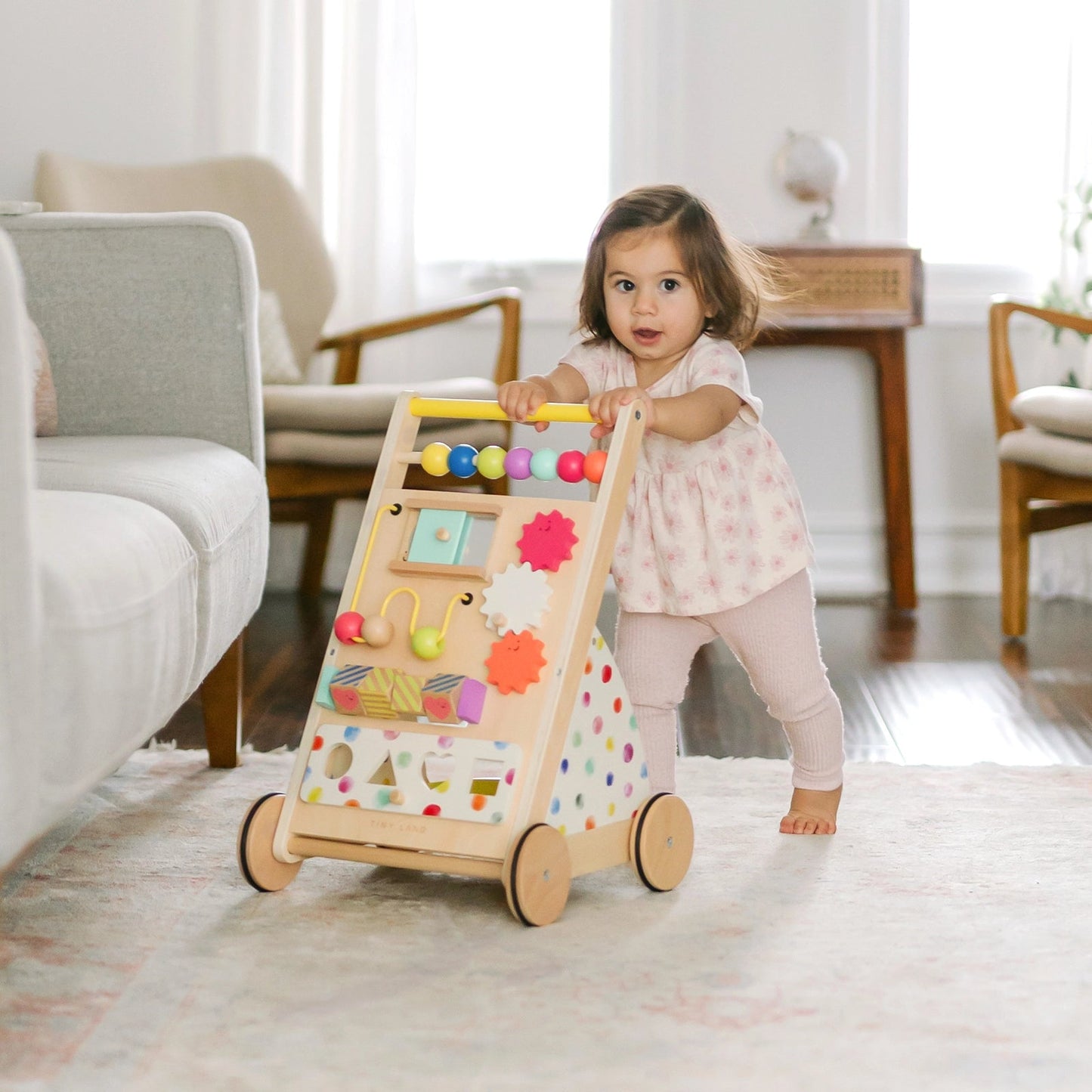 Tiny Land® Premium Natural Wooden Activity Walker