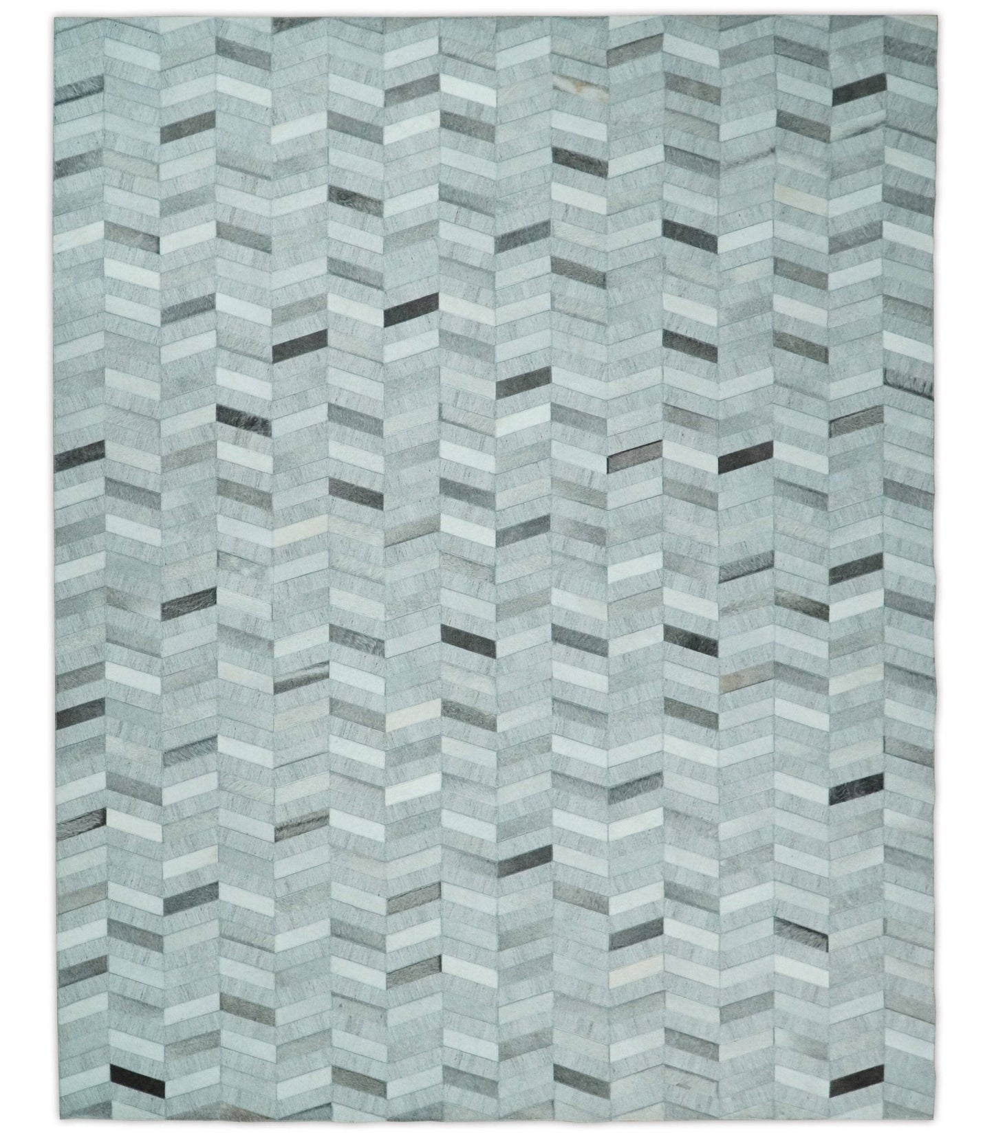 Custom Made Ivory and Gray Leather Rug | Hairon Genuine Leather, Cowhide rug, Chevron Geometric Rug