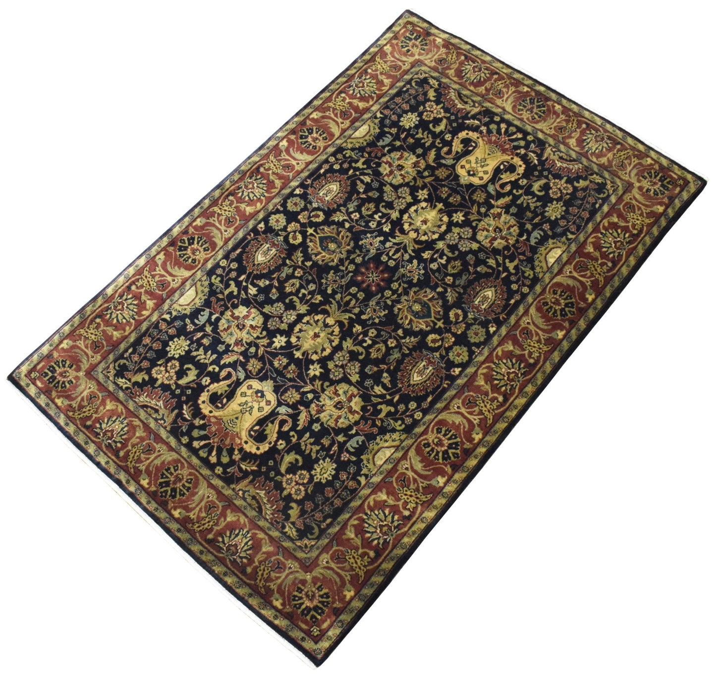 Premium look Hand Knotted Black, Brown and Gold Fine Wool Traditional Oushak Multi Size wool Area Rug