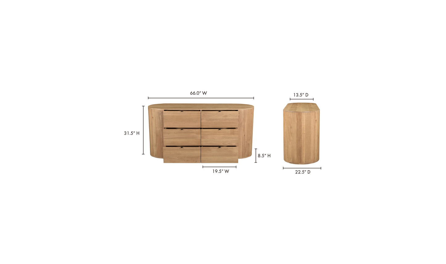 THEO 6 DRAWER DRESSER-NATURAL