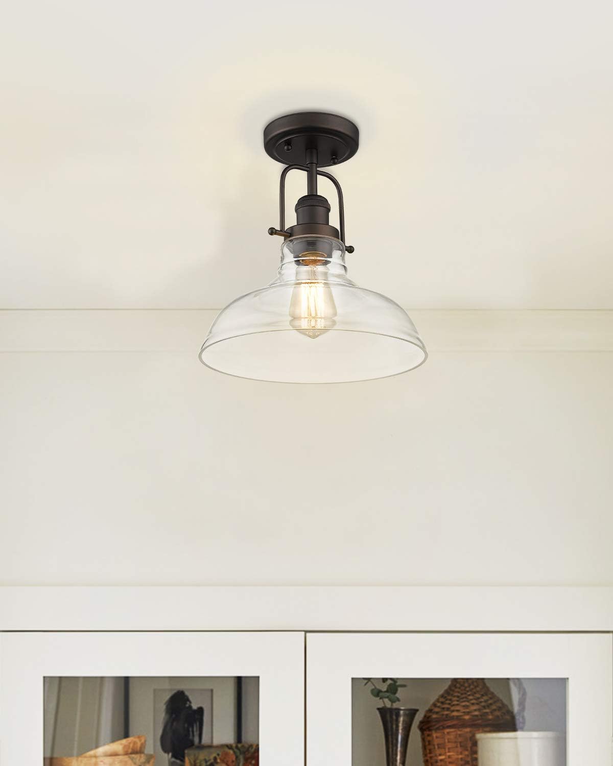 Semi Flush Mount Ceiling Light in Oil Rubbed Bronze