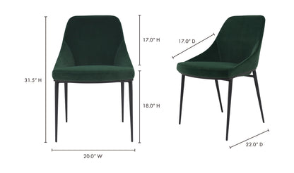 Sedona Dining Chair Green Velvet - Set Of Two