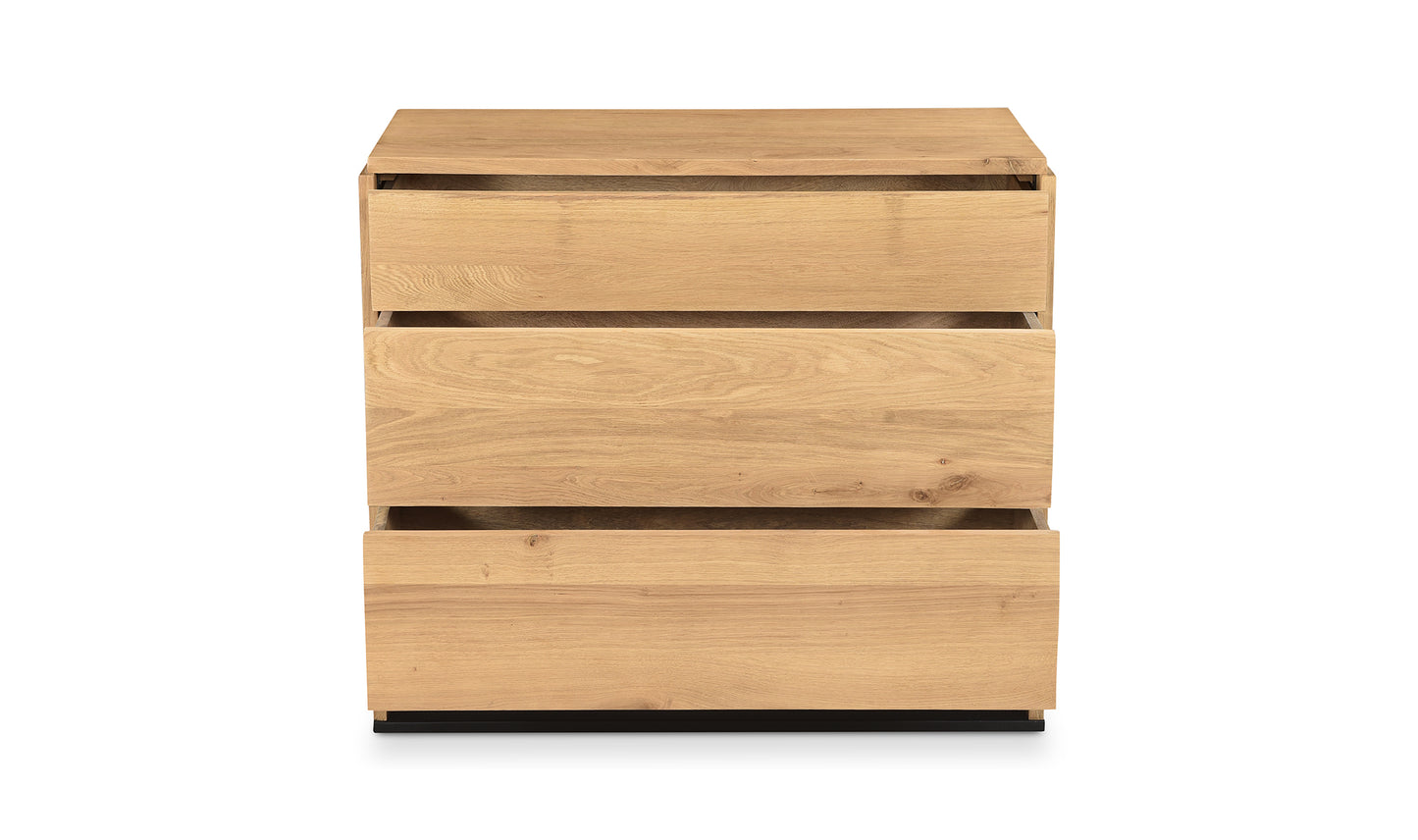 Quinton 3 Drawer Nightstand Natural Oak