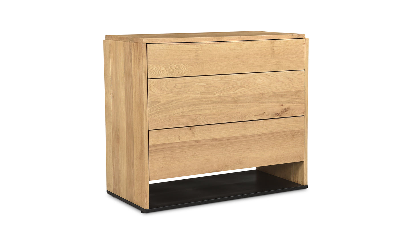 Quinton 3 Drawer Nightstand Natural Oak