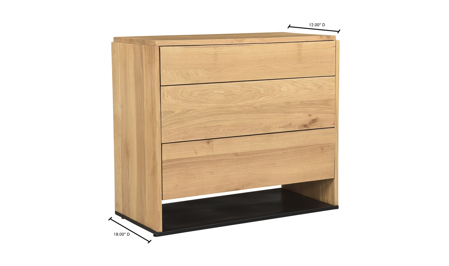 Quinton 3 Drawer Nightstand Natural Oak