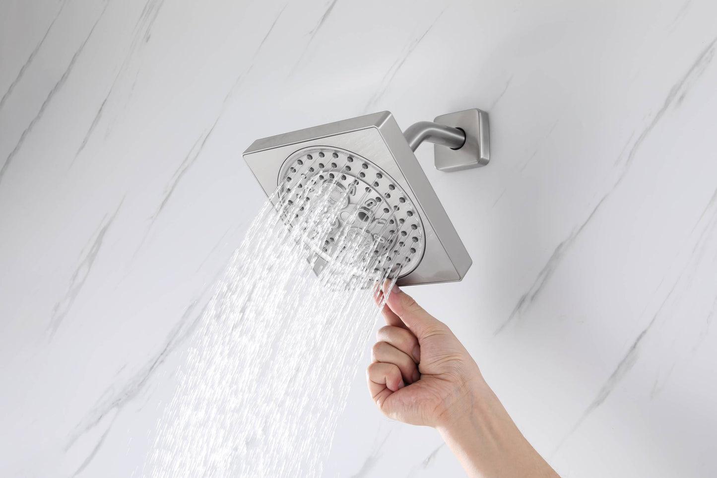 12-Inch Flush-Mount Brushed Nickel Thermostatic Shower Faucet:3-Way Control, 64-Color LED, Bluetooth Music, and Regular Head