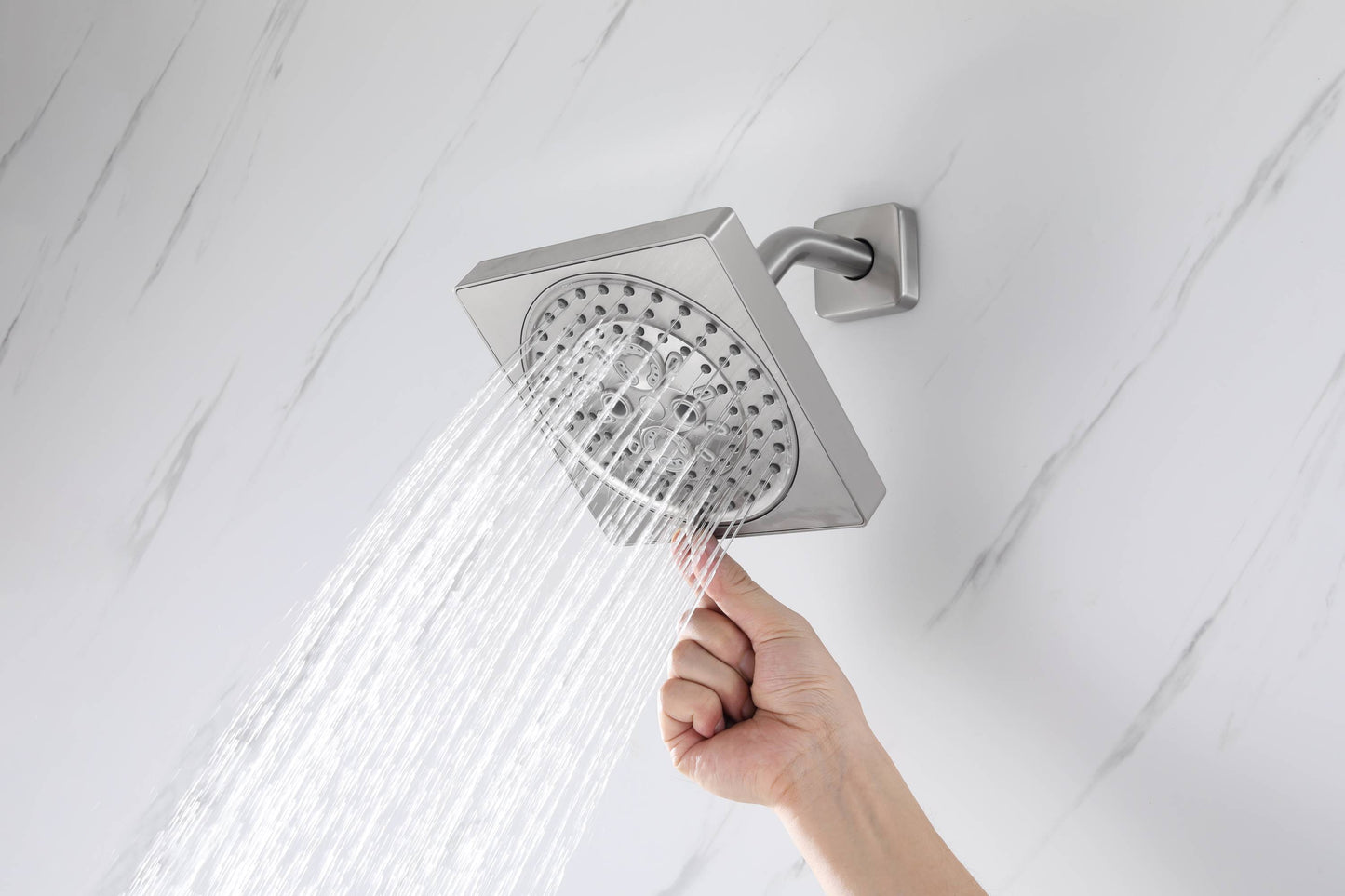 12-Inch Flush-Mount Brushed Nickel Thermostatic Shower Faucet:3-Way Control, 64-Color LED, Bluetooth Music, and Regular Head