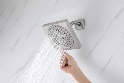 12-Inch Flush-Mount Brushed Nickel Thermostatic Shower Faucet:3-Way Control, 64-Color LED, Bluetooth Music, and Regular Head