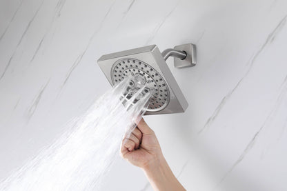 12-Inch Flush-Mount Brushed Nickel Thermostatic Shower Faucet:3-Way Control, 64-Color LED, Bluetooth Music, and Regular Head