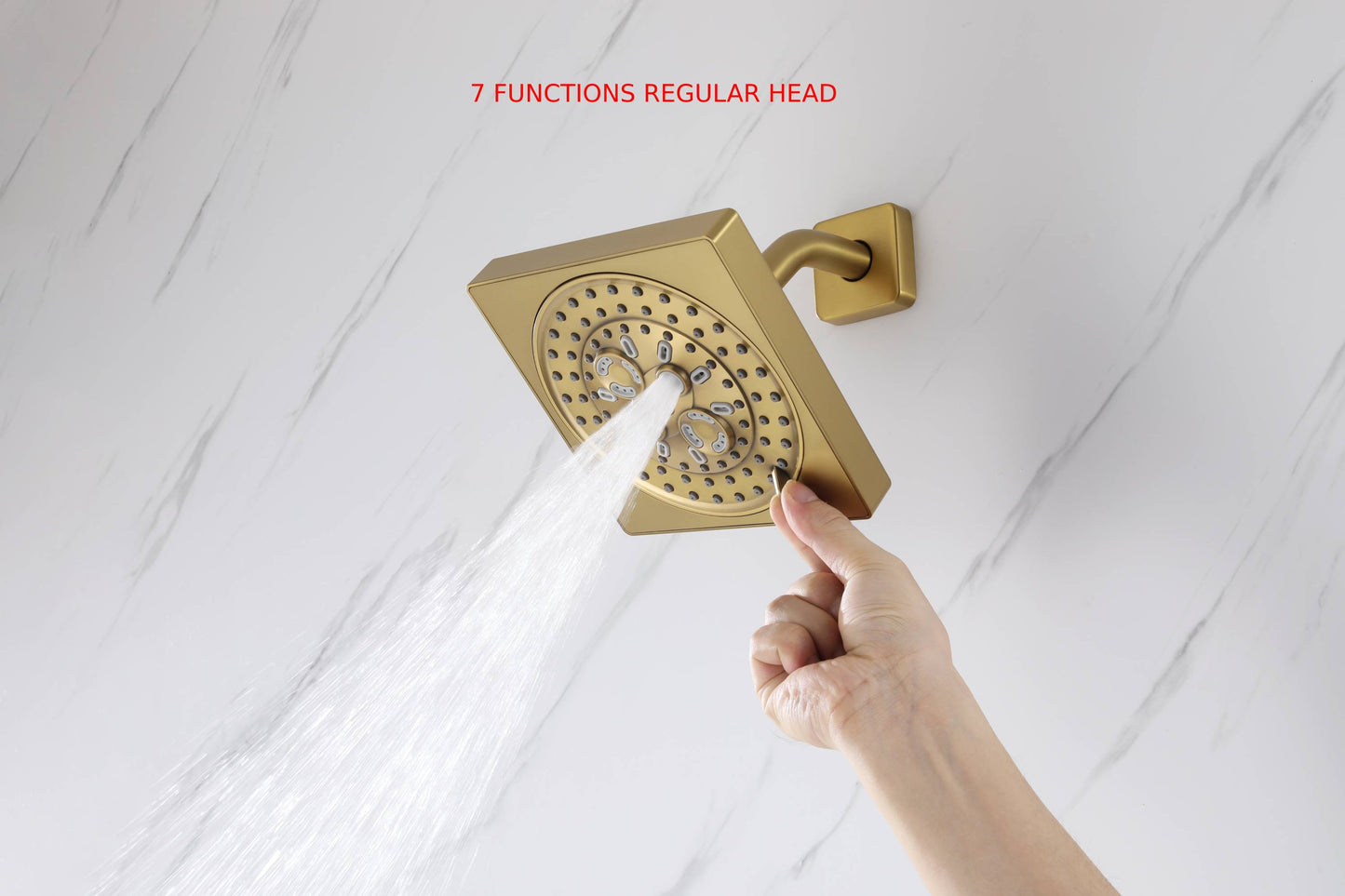 12-Inch Brushed Gold Flush Mount Shower Faucet Set: 3-Way Thermostatic Control, 64-Color LED Lights, Bluetooth Music, and Regular Head