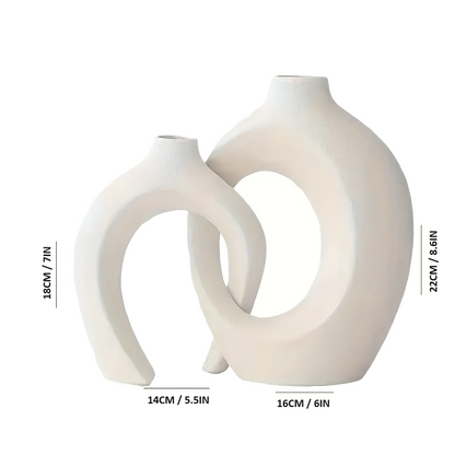 Ciclo White or Black Ceramic Vase - Set of 2