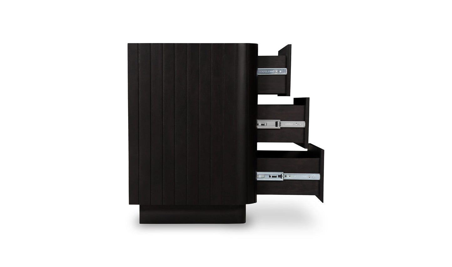 POVERA 3 DRAWER NIGHTSTAND BLACK