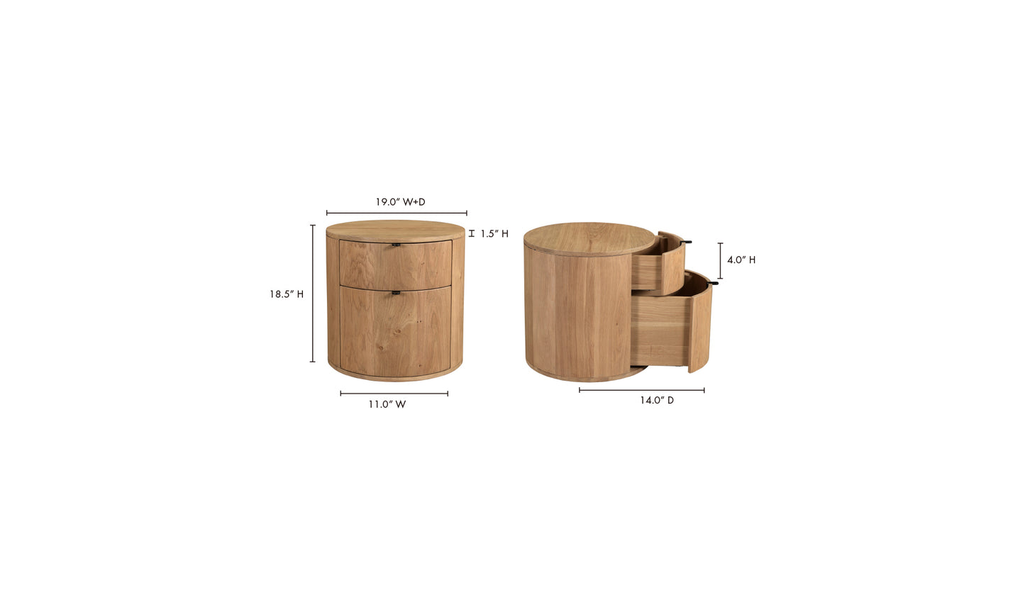 THEO TWO DRAWER NIGHTSTAND NATURAL