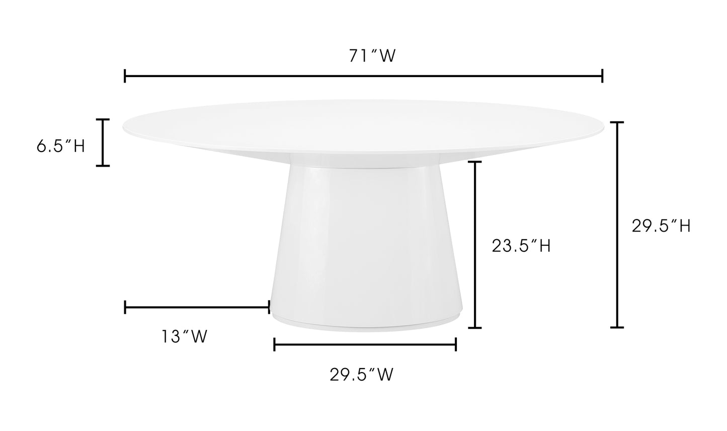 Otago Dining Table Oval White