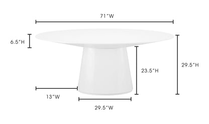 Otago Dining Table Oval White