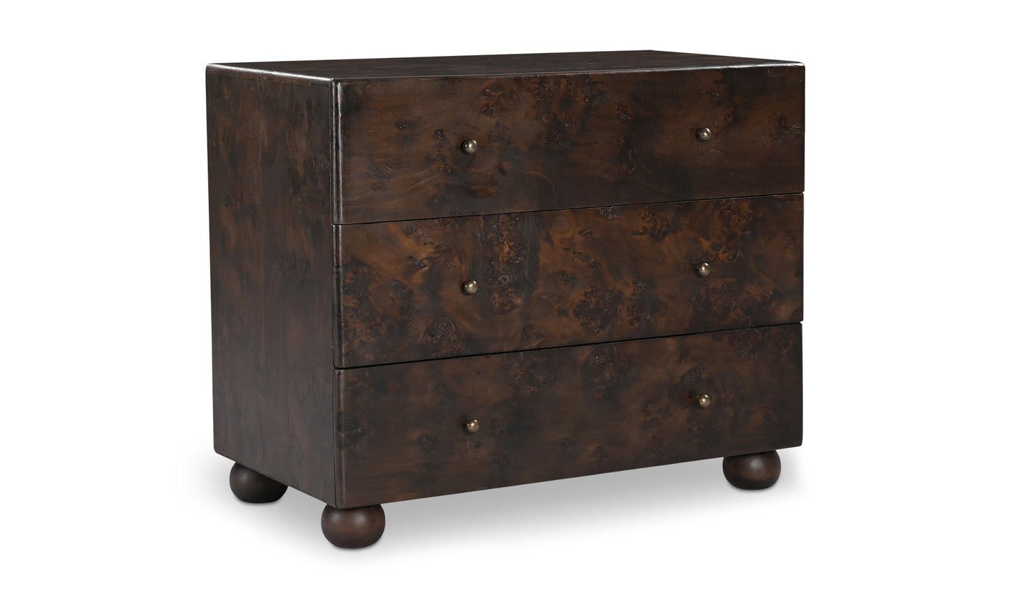 York Brown 3 Drawer Nightstand