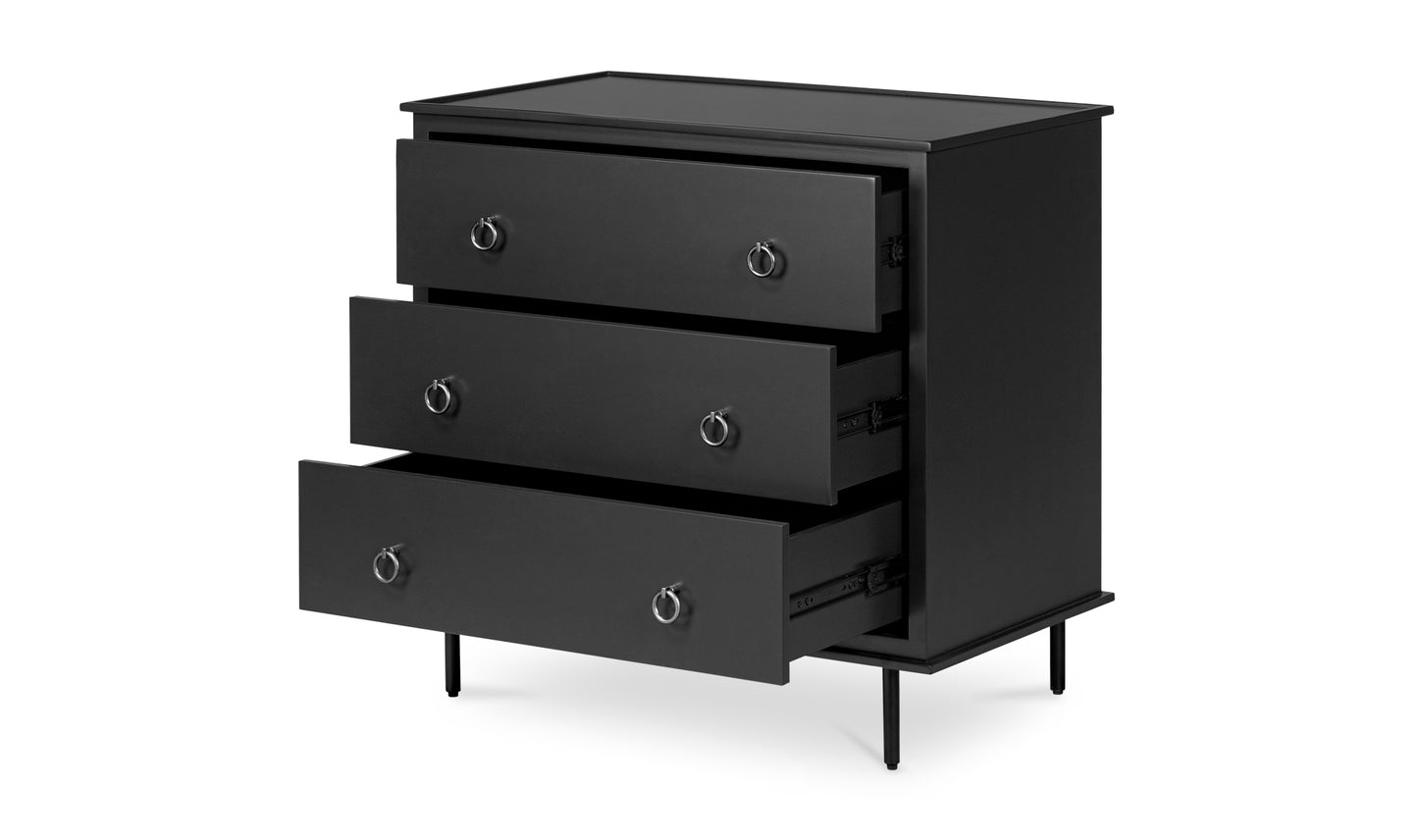 REAGAN 3 DRAWER NIGHTSTAND DEEP BLACK