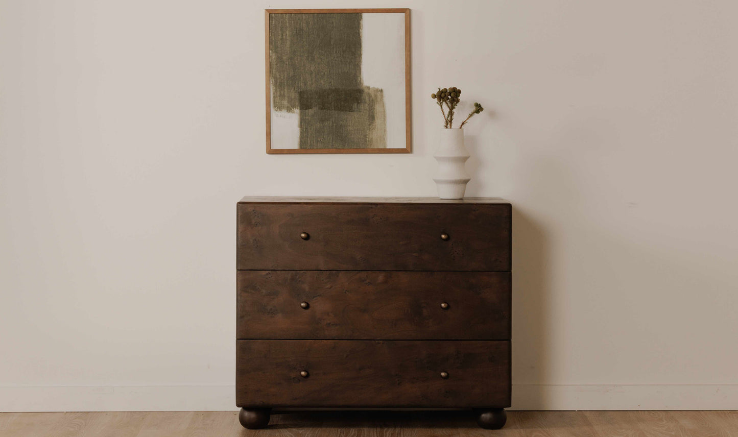 York Brown 3 Drawer Nightstand