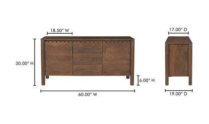 Wiley 3 Drawer Sideboard Vintage Brown