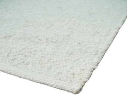 Chunky Soft Flatweave Solid White Handwoven Area Rug