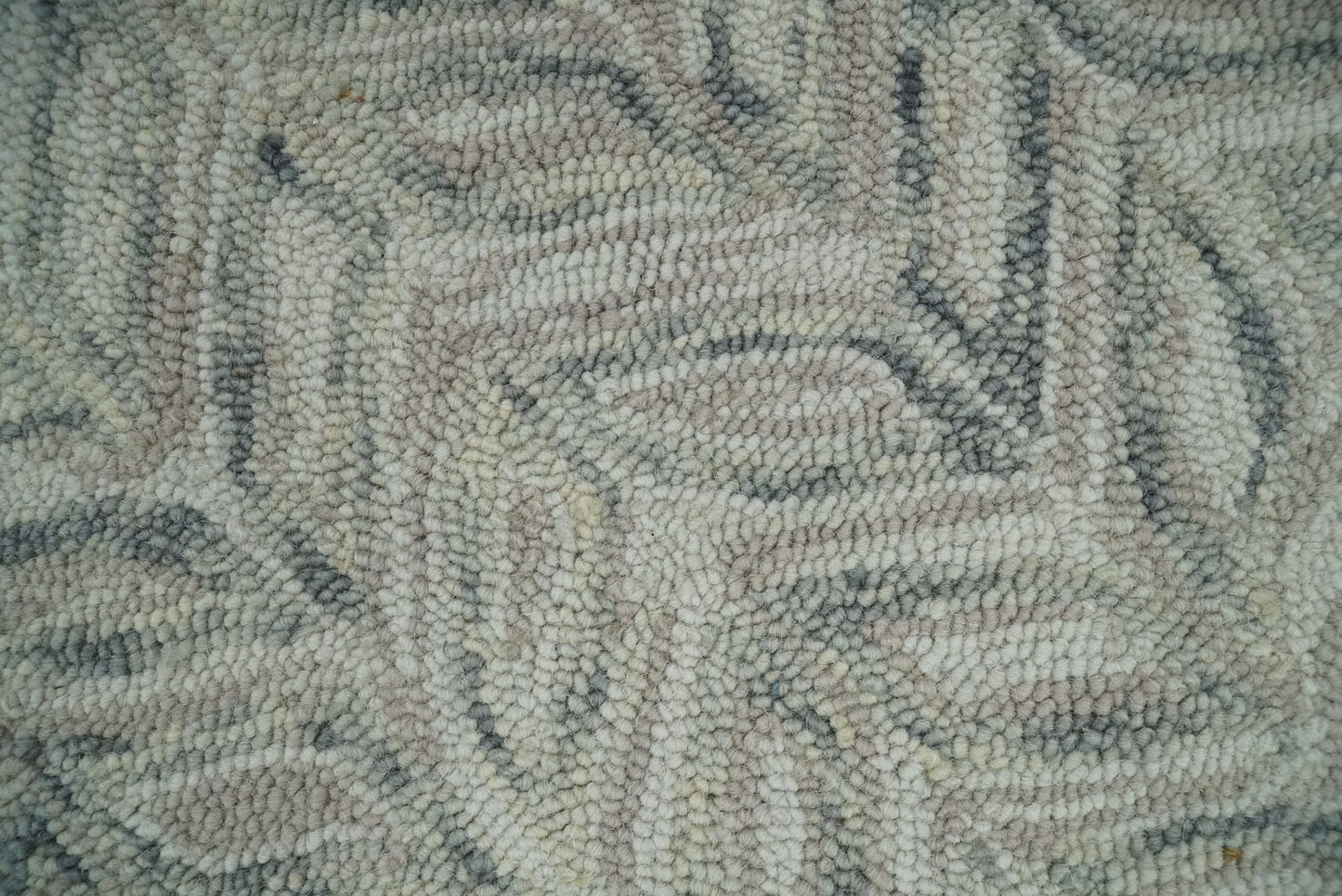 Beige and Gray Hand Tufted Modern Scandinavian Wool Loop Rug