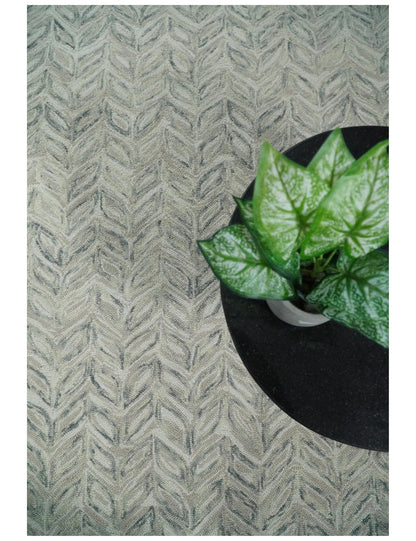 Beige and Gray Hand Tufted Modern Scandinavian Wool Loop Rug